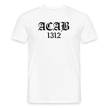 ACAB POLICE 1312 tous les flics sont des bâtards cadeau gesch - T-shirt homme - blanc - Devant - AI Model Male 178 dark (178cm)