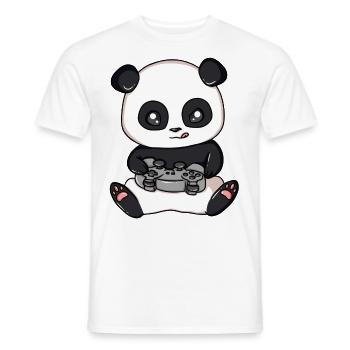 Panda Gamer Video Player Play Game Panda Bear - Men's T-Shirt - white - Front - AI Model Male 178 dark (178cm)
