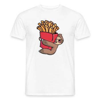 lässiges Faultier Motiv mit Pommes - Männer T-Shirt - Weiß - Vorne - AI Model Male 178 dark (178cm)