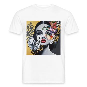 Calligraphy Persian Woman - Men's T-Shirt - white - Front - AI Model Male 178 dark (178cm)