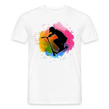 Bunt Aquarell Stuntscooter Stunt Roller - Männer T-Shirt - Weiß - Vorne - AI Model Male 178 dark (178cm)