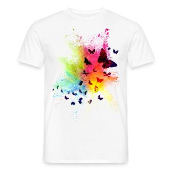 Butterfly Animal Flying Nature Freedom Colorful - Men's T-Shirt - white - Front - AI Model Male 178 dark (178cm)
