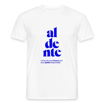 aldente: consume lovers and pasta responsibly - Männer T-Shirt - Weiß - Vorne - AI Model Male 178 dark (178cm)