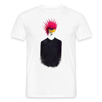 Punker Minimal Design Pink Hairstyle Simple Punk - Men's T-Shirt - white - Front - AI Model Male 178 dark (178cm)