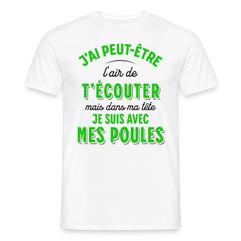 Poules Cadeau Humour Potager Citation Jardin Drôle - T-shirt homme - blanc - Devant - AI Model Male 178 dark (178cm)