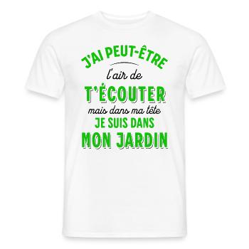 Jardin Cadeau pour Jardinier Potager Rigolo Humour - T-shirt homme - blanc - Devant - AI Model Male 178 dark (178cm)