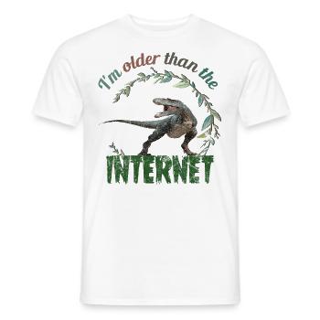 I'm older than the Internet + Dinosaur retro - Men's T-Shirt - white - Front - AI Model Male 178 dark (178cm)