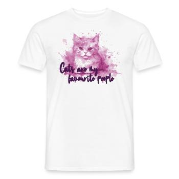 Cats are my favourite people Katzen Spruch lustig - Männer T-Shirt - Weiß - Vorne - AI Model Male 178 dark (178cm)
