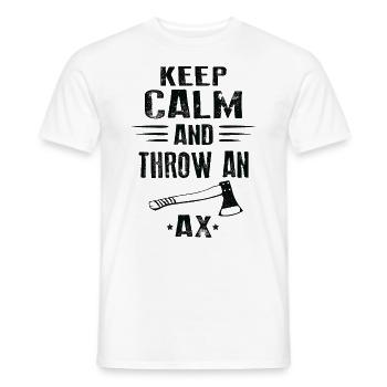 RESTEZ CALME ET LANCEZ UNE HACHE - T-shirt homme - blanc - Devant - AI Model Male 178 dark (178cm)