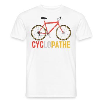 Cyclopathe humour vélo cadeau cyclisme cycliste - T-shirt homme - blanc - Devant - AI Model Male 178 dark (178cm)