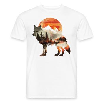 Wolf Natur Wildnis Abenteuer Wald Bäume Sonne - Männer T-Shirt - Weiß - Vorne - AI Model Male 178 dark (178cm)