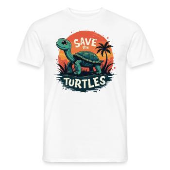 Tortue Sauvez les tortues Océan Mer Nature - T-shirt homme - blanc - Devant - AI Model Male 178 dark (178cm)