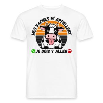 My cows call me humor farmer gift - Men's T-Shirt - white - Front - AI Model Male 178 dark (178cm)