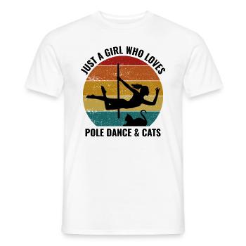 Pole Sport Dance Dancer Acrobatics Cat Lover - Men's T-Shirt - white - Front - AI Model Male 178 dark (178cm)