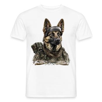 Le berger allemand en tant que soldat - T-shirt homme - blanc - Devant - AI Model Male 178 dark (178cm)