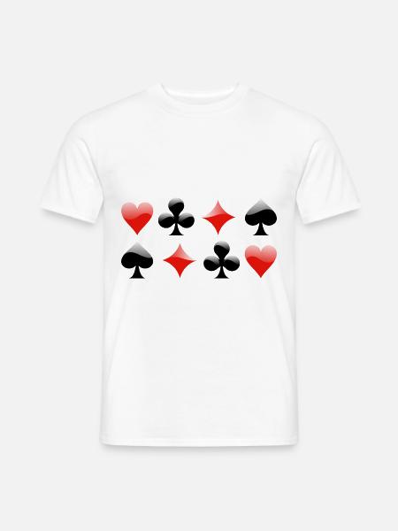 Herz Kreuz Karo Pik Poker Kartenspiel Set - Männer T-Shirt - Weiß