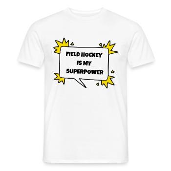 is my superpower field hockey BonW 4500x4500 - Men's T-Shirt - white - Front - AI Model Male 178 dark (178cm)