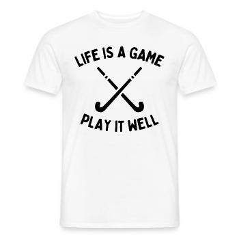 Eishockey: Das Leben ist ein Spiel. Spielen Sie es gut - Männer T-Shirt - Weiß - Vorne - AI Model Male 178 dark (178cm)