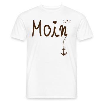 Moin Begrüßung Moin mit Möwe in Braun - Männer T-Shirt - Weiß - Vorne - AI Model Male 178 dark (178cm)