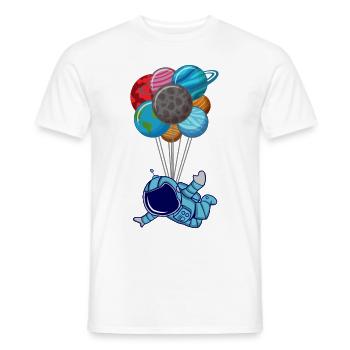 Astronaut mit Planeten Als Ballon Weltraum Geschen - Männer T-Shirt - Weiß - Vorne - AI Model Male 178 dark (178cm)
