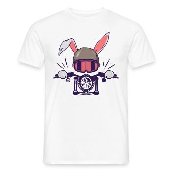 Kaninchen Motorradfahrer Biker Häschen - Männer T-Shirt - Weiß - Vorne - AI Model Male 178 dark (178cm)