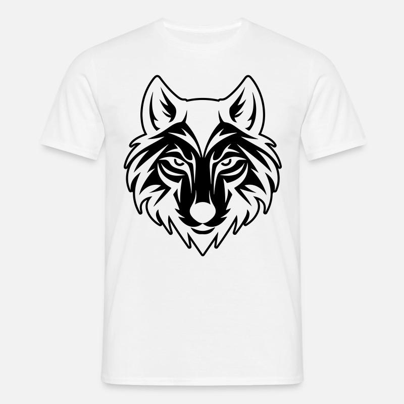 Wolf Kopf - Männer T-Shirt - Weiß