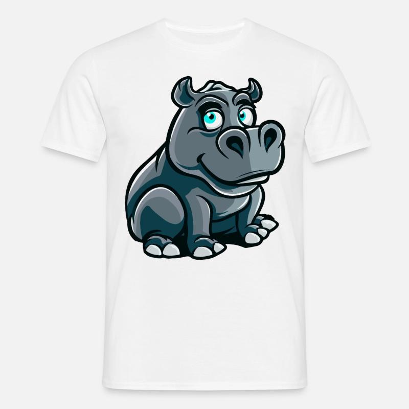 Nilpferd Comic - Männer T-Shirt - Weiß
