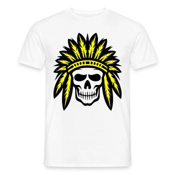 Crâne de chef indien apache - T-shirt homme - blanc - Devant - AI Model Male 178 dark (178cm)