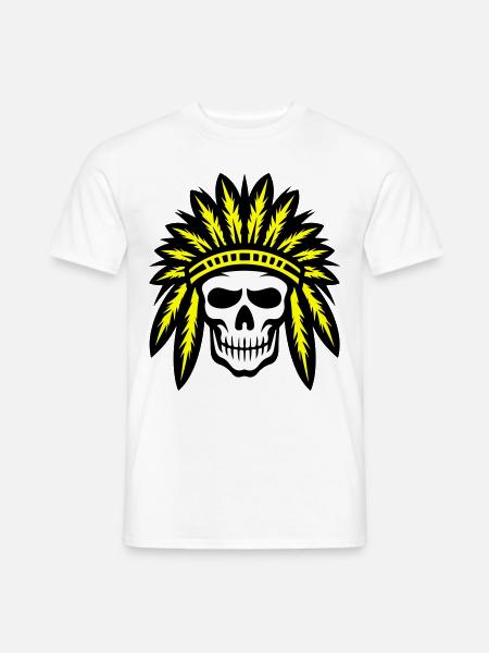 Apache Indian Chief Skull - Men's T-Shirt - white