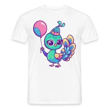 Pfau Vogel Geburtstag Comic - Männer T-Shirt - Weiß - Vorne - AI Model Male 178 dark (178cm)
