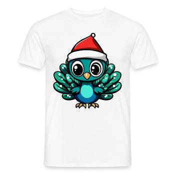 Pfau Vogel Weihnachten Niedlich - Männer T-Shirt - Weiß - Vorne - AI Model Male 178 dark (178cm)