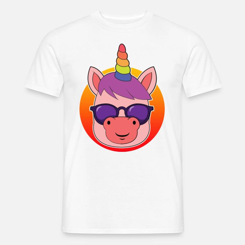 Cooles Einhorn - Männer T-Shirt - Weiß