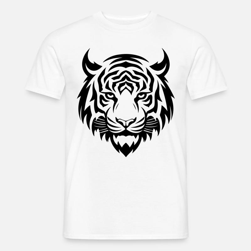 Tiger Kopf Silhouette - Männer T-Shirt - Weiß