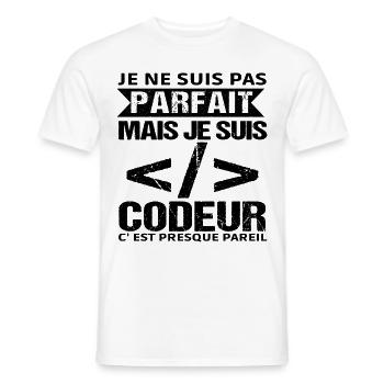 Humour Geek Cadeau Développeur Codeur Programmeur - T-shirt homme - blanc - Devant - AI Model Male 178 dark (178cm)