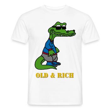 Money Krokodil, crocodile, alt, rich, sungalses - Männer T-Shirt - Weiß - Vorne - AI Model Male 178 dark (178cm)