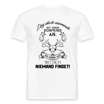 Leg dich niemals mit einem Dorfkind an - Männer T-Shirt - Weiß - Vorne - AI Model Male 178 dark (178cm)
