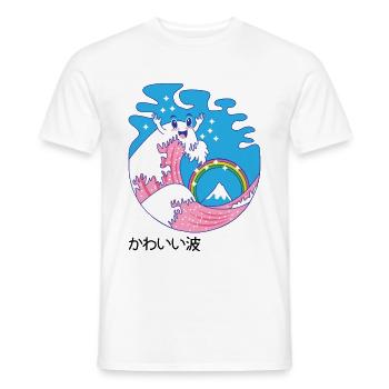 Welle Kanagawa Kawaii japanisch süß Geschenk - Männer T-Shirt - Weiß - Vorne - AI Model Male 178 dark (178cm)