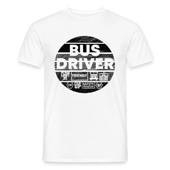 Tee-shirt bus ancien chauffeur - T-shirt homme - blanc - Devant - AI Model Male 178 dark (178cm)