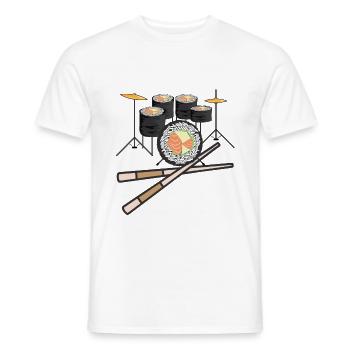 Sushi Drums Schlagzeug - Men's T-Shirt - white - Front - AI Model Male 178 dark (178cm)