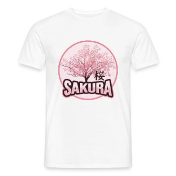 Japanese Sakura Cherry Blossom - Men's T-Shirt - white - Front - AI Model Male 178 dark (178cm)