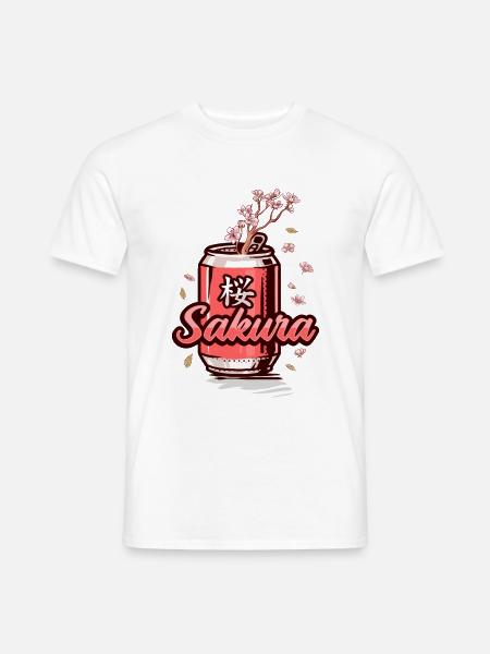 Japanische Sakura Kirschblüte Dose Kirschbaum - Männer T-Shirt - Weiß