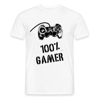 100% Gamer - Männer T-Shirt - Weiß - Vorne - AI Model Male 178 dark (178cm)