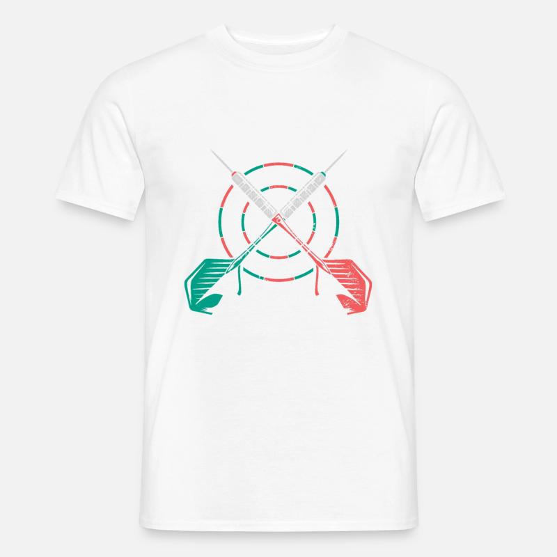 Dartabend Humor Dartscheibe Design - Männer T-Shirt - Weiß