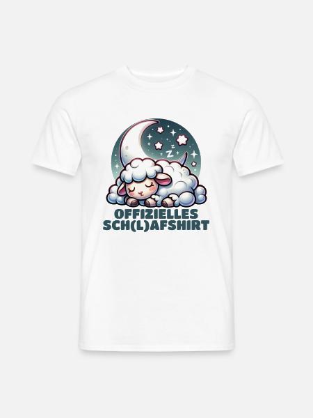 Schlafshirt mit Schaf und Sternen - Männer T-Shirt - Weiß