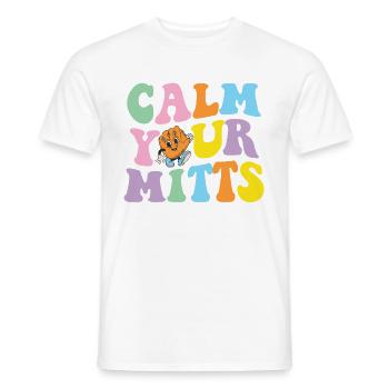 Calm Your Mitts Baseball-t-shirt - Männer T-Shirt - Weiß - Vorne - AI Model Male 178 dark (178cm)