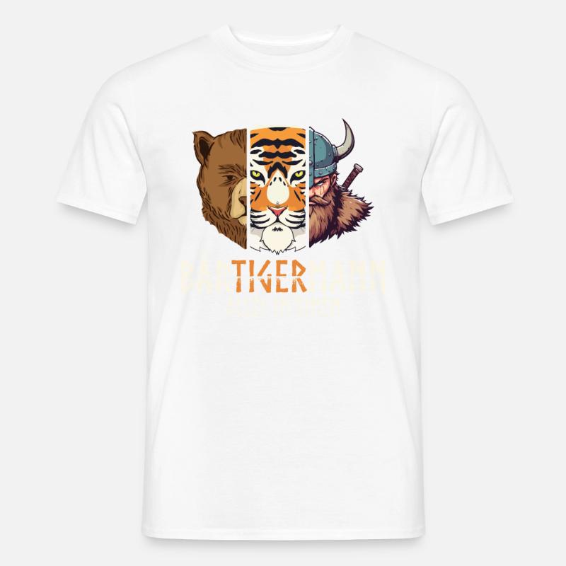 bäBärTigerMann Lustiges Bartträger Tee - Männer T-Shirt - Weiß