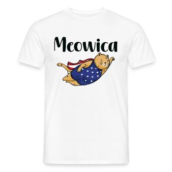 T-shirt patriotique Meowica Cat - T-shirt homme - blanc - Devant - AI Model Male 178 dark (178cm)