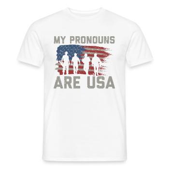 MePatriotic USA pronoun t-shirt - Men's T-Shirt - white - Front - AI Model Male 178 dark (178cm)