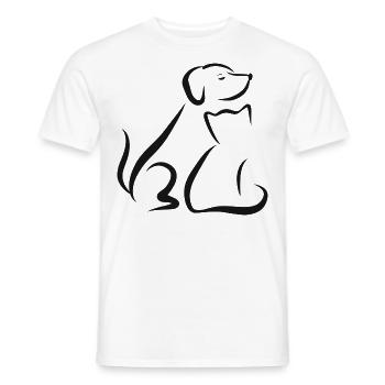 Chien chat chiens chats l'amour pour les animaux - T-shirt homme - blanc - Devant - AI Model Male 178 dark (178cm)