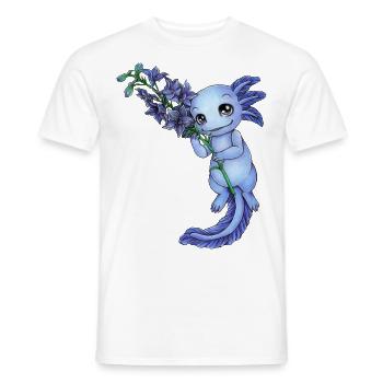 Axolotl in Grün mit Frühblüher Schneeglocke Blume - Männer T-Shirt - Weiß - Vorne - AI Model Male 178 dark (178cm)